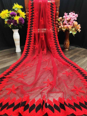ZUUL Embroidered Bollywood Net Saree(Black)