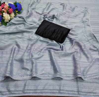 DHARM CREATION Self Design Bollywood Georgette Saree(Grey)