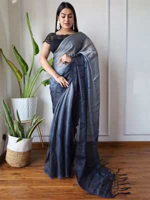 ANOUK Dyed Chanderi Chiffon Saree(Grey)