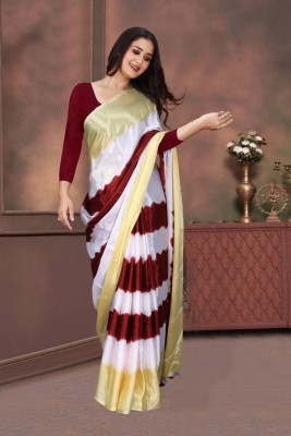 jihana fab Printed Kanjivaram Georgette, Silk Blend Saree(Brown)