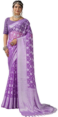 AVM SILK MILLS Woven Banarasi Silk Blend Saree(Magenta)