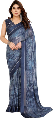Meet Trendz Printed Bollywood Georgette Saree(Dark Blue)