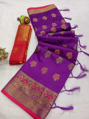Gajal Self Design, Woven Kanjivaram Art Silk, Pure Silk Saree(Purple)