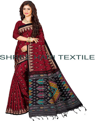Shree Hari Printed Sambalpuri Cotton Blend Saree(Red)