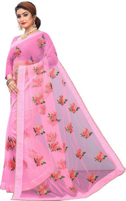 DWINIZAA STORE Embroidered Bollywood Net Saree(Pink)