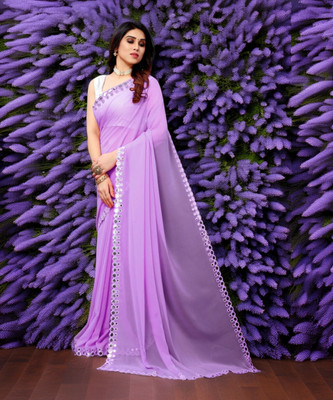 VEERAETHNIC Woven, Embellished Daily Wear Georgette Saree(Purple)