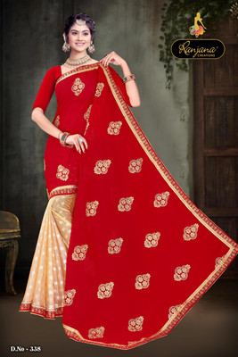 RANJANA CREATION Self Design Bollywood Net Saree(Red)