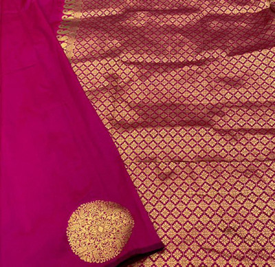 Julee Self Design Banarasi Pure Silk Saree(Pink)