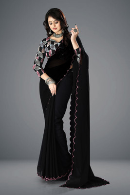 JenaFashion Woven Kanjivaram Silk Blend Saree(Black)
