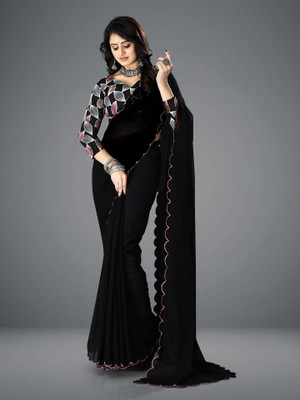 JenaFashion Woven Kanjivaram Silk Blend Saree(Black)
