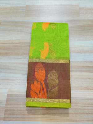 Jainithish Collections Printed Kota Doria Cotton Silk Saree(Green)