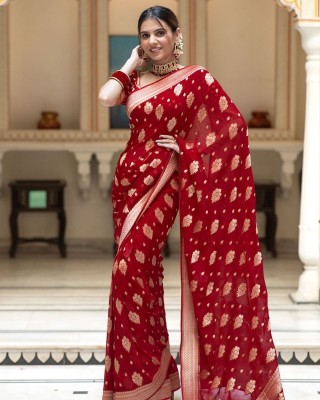 Sarvada Woven Kanjivaram Pure Silk, Art Silk Saree(Red)