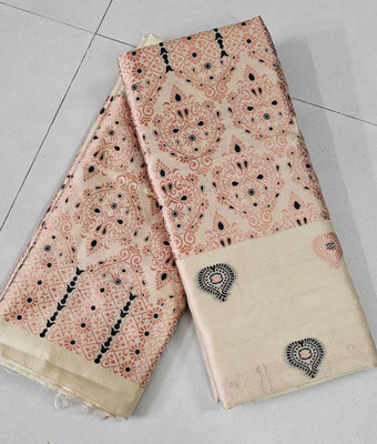 MEKHLA Woven Mekhela Chador Pure Silk Saree(Cream)