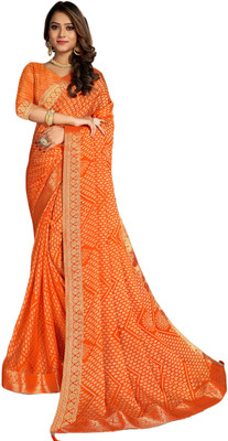 TTH Digital Print Bollywood Chiffon Saree(Orange)