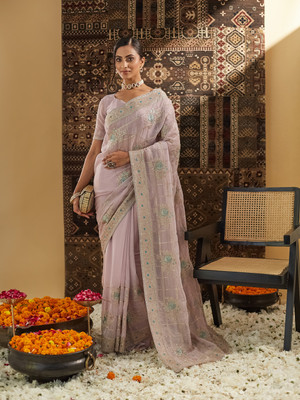 KASEE Self Design Bollywood Georgette Saree(Purple)