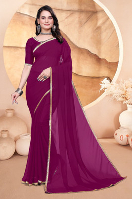 BK COLLECTON Self Design Bollywood Georgette Saree(Purple)