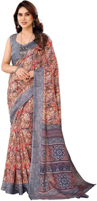 ROOP SUNDARI SAREES Printed Kota Doria Supernet Saree(Grey, Multicolor)