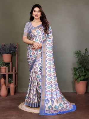 HITESH ENTERPRISE Self Design Handloom Cotton Linen Saree(Blue)