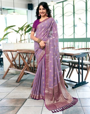 Siril Dyed, Woven Bollywood Georgette Saree(Purple)