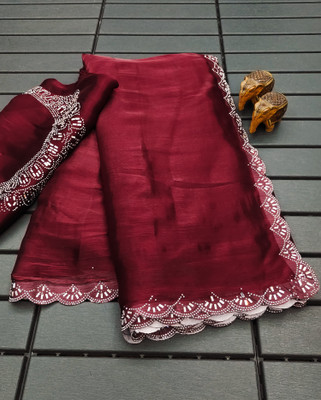 Mikhu Shop Organza Self Design Blouse Material