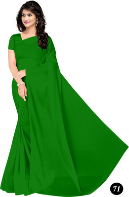 STAVA CREATION Solid/Plain Bollywood Georgette Saree(Light Green)