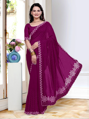 KAKADIYA CREATION Embroidered Bollywood Chiffon Saree(Multicolor)