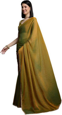 Sitanjali Lifestyle Solid/Plain Bollywood Chiffon Saree(Gold)