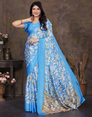 Divastri Printed Bollywood Tussar Silk Saree(Blue)