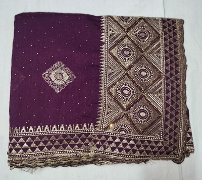 KIMI DESIGNER Embroidered Bollywood Georgette Saree(Purple)