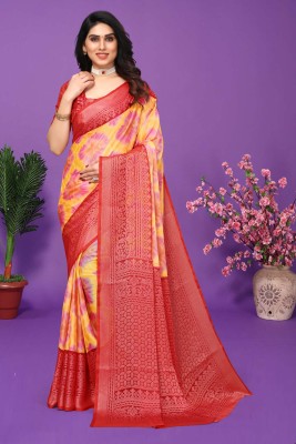 Divastri Printed, Self Design Bollywood Chiffon, Brasso Saree(Red)