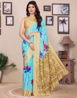 Divastri Printed Bollywood Tussar Silk Saree(Blue)