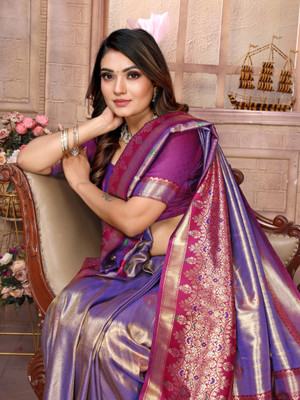Tasrika Self Design Banarasi Pure Silk Saree(Multicolor)