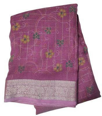 Indian Traditional Fashions Floral Print Daily Wear Chiffon Saree(Pink)