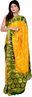 Shri Vinayak Woven Bandhani Art Silk Saree(Yellow)