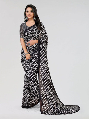 Moda Rapido Printed Daily Wear Georgette Saree(Black)