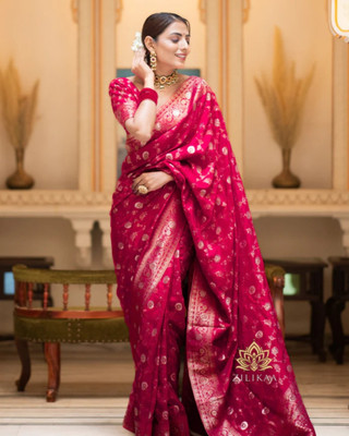 PHEASANT Woven Banarasi Jacquard, Art Silk Saree(Pink)