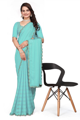 PRAGATI DESIGNER Self Design Bollywood Raw Silk Saree(Light Blue)