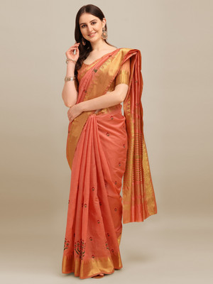 Divastri Printed Bandhani Cotton Silk Saree(Pink)