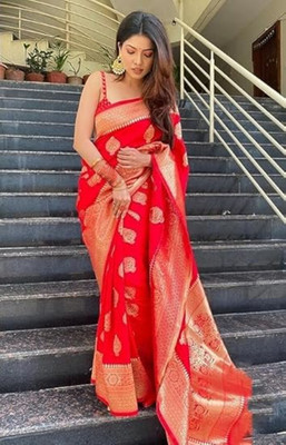 SareeChic Woven, Self Design Banarasi Art Silk, Silk Blend Saree(Red)