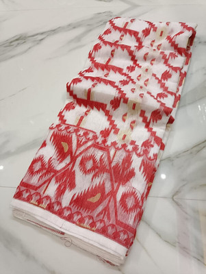 Priyongboda Printed Tant Handloom Cotton Blend Saree(Multicolor)