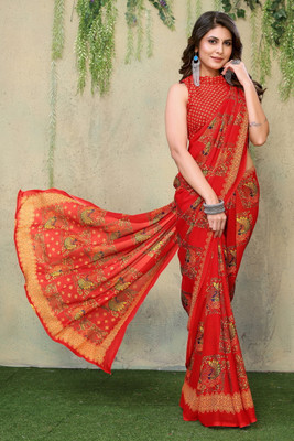 YASHIKA Printed Daily Wear Georgette Saree(Red)