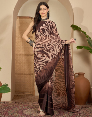 Samah Printed Bollywood Georgette Saree(Brown)