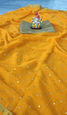 REDFISH Printed, Self Design, Solid/Plain Daily Wear Chiffon Saree(Yellow)
