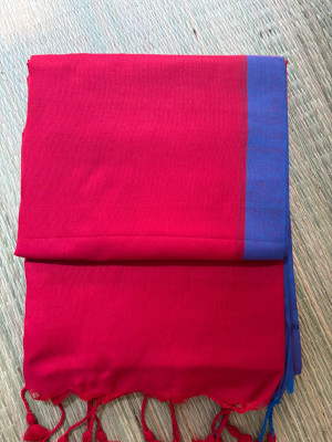 TARAMAACREATION Solid/Plain Handloom Handloom Pure Cotton Saree(Red)