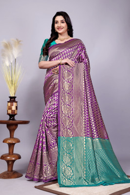 JAY KHODIYA EMBROIDERY Self Design, Paisley Bollywood Jacquard Saree(Purple)