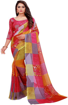 Suali Printed Daily Wear Georgette Saree(Pink)