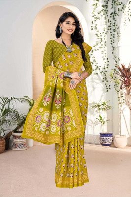 K SALIYA ENTERPRISE Printed Bollywood Pure Cotton Saree(Multicolor)