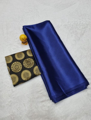 Arpita Fashion Solid/Plain, Self Design Bollywood Satin Saree(Dark Blue)