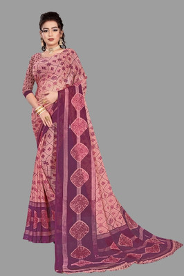 Vimalnath Synthetics Printed Mysore Georgette Saree(Pink)