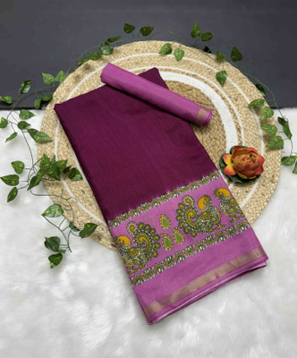 RegalDrapes Printed Kalamkari Cotton Silk Saree(Pink)